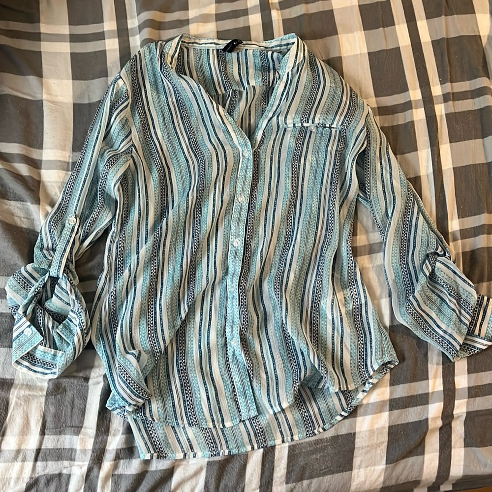 Kut large blue pinstripe tunic